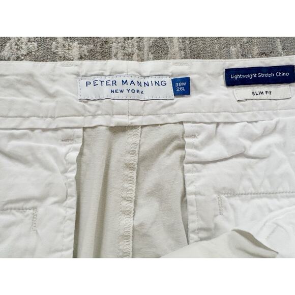 Peter Manning Pants Mens 38x26 Light Beige Slim Fit Lightweight Stretch Chino - Picture 3 of 5
